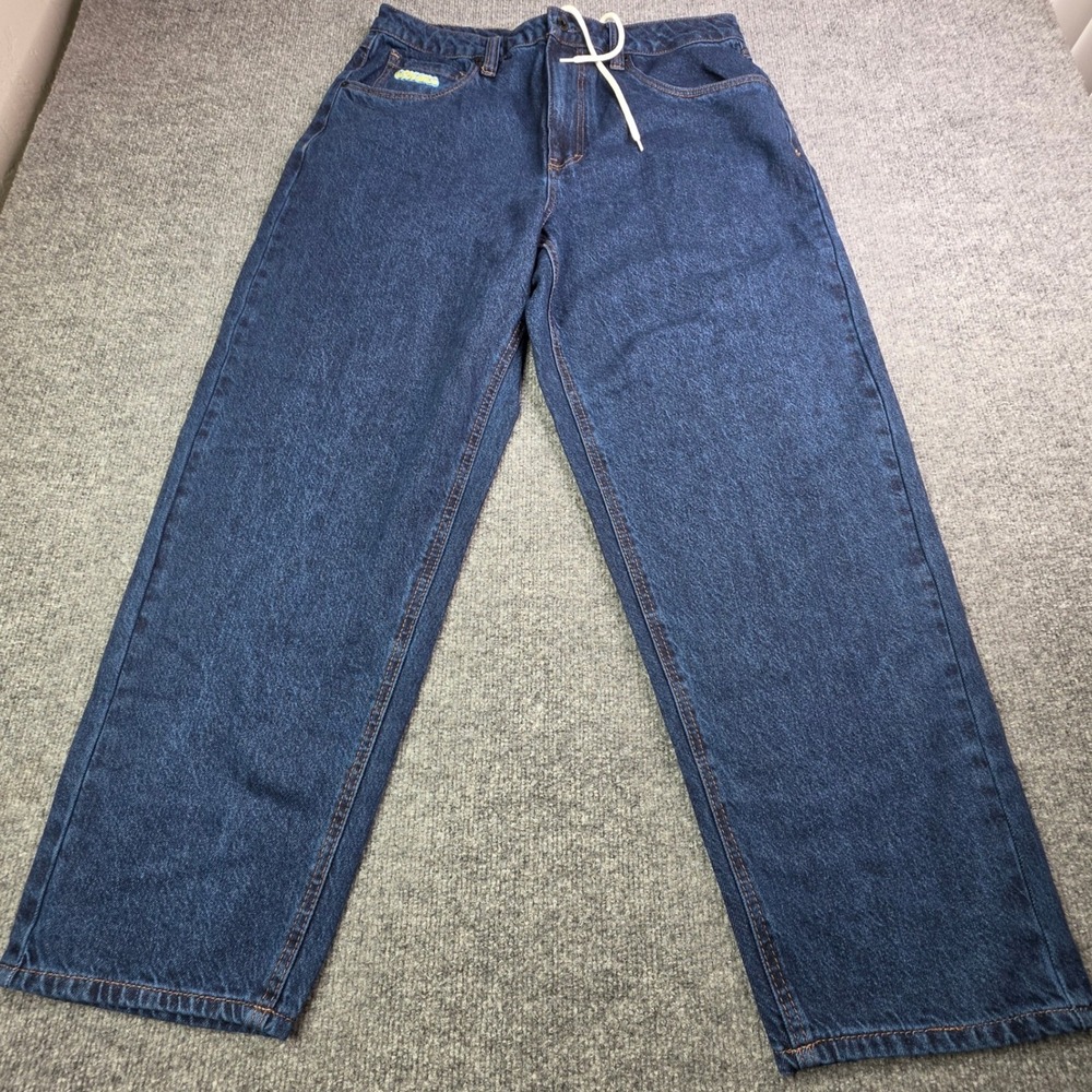 Empyre Jeans Mens 32 Blue‎ Easy Now Wide Leg Skate Graffiti Streetwear Denim